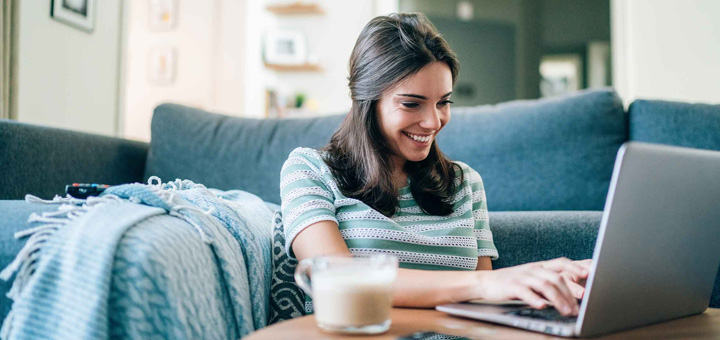 woman smile laptop